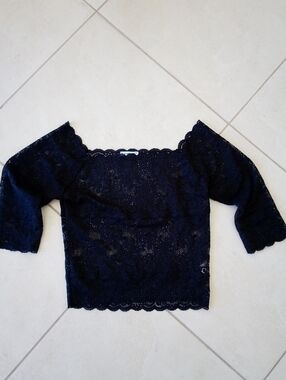 Rampage Black Lace Off-Shoulder Blouse